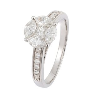 Anillo en Oro Blanco 18K con Diamantes