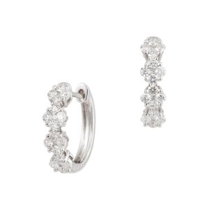 Aros Florales en Oro Blanco 18K con Diamantes