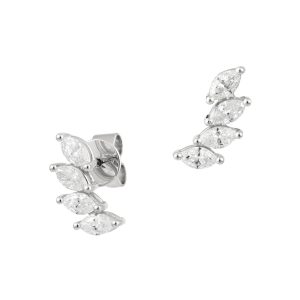 Aros Trepadores en Oro Blanco 18K con Diamantes Baguette