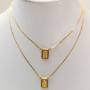 Escapulario Virgen del Carmen y Sagrado Corazón de Jesús en Oro Amarillo 18K